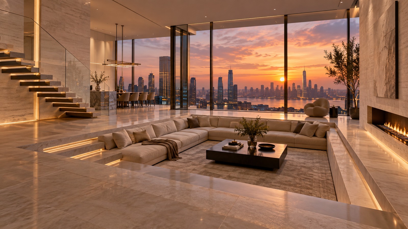 SUNKEN CONVERSATION SALON — Modern Minimalist Architectural Lounges