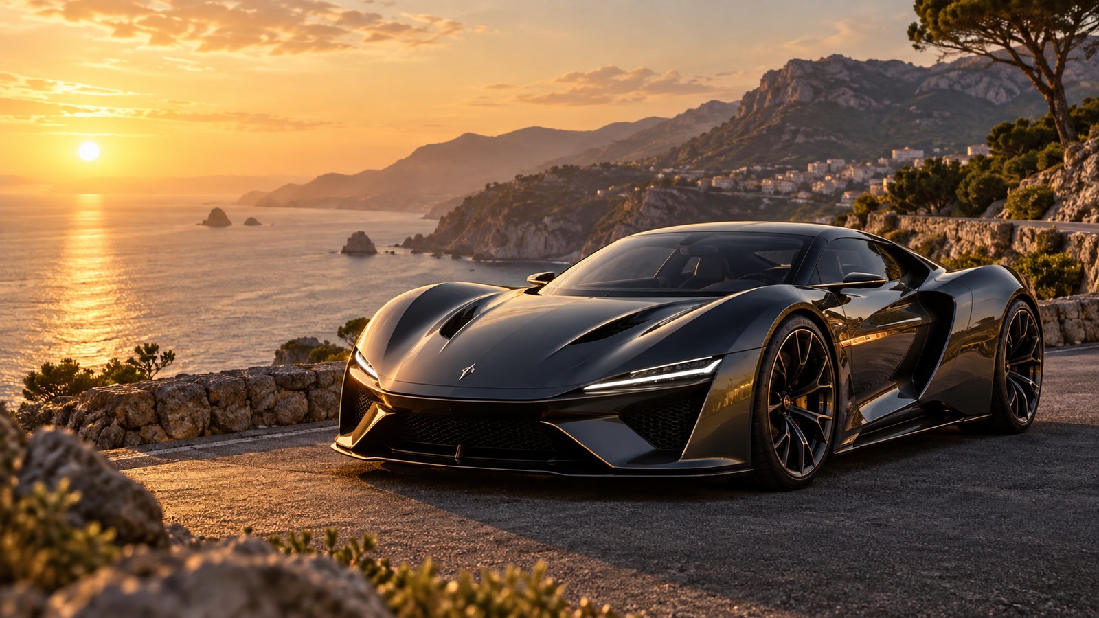 Vexnaire Chimera Hypercar at Coastal Sunset